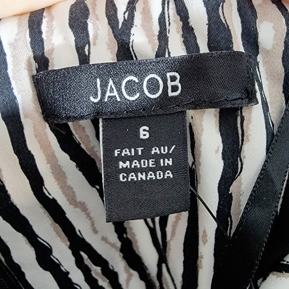 4/$20 JACOB Made in Canada Strapless  Stripe Mini Dress Black Tan White - Picture 6 of 7